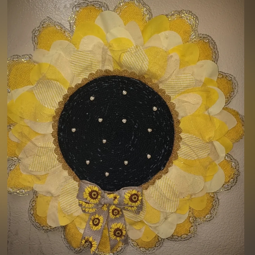 Homemade sunflower wreath